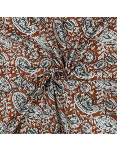 Tejido de algodón indio block print Nalini - Cognac