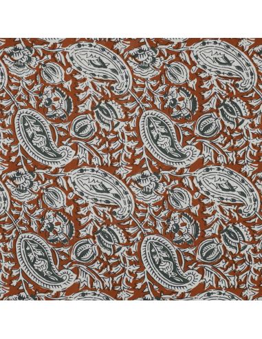 Tejido de algodón indio block print Nalini - Cognac