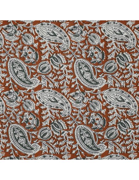 Tejido de algodón indio block print Nalini - Cognac