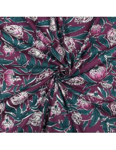 Tejido de algodón indio block print Serina - Berenjena