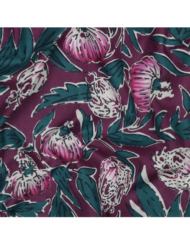 Tejido de algodón indio block print Serina - Berenjena