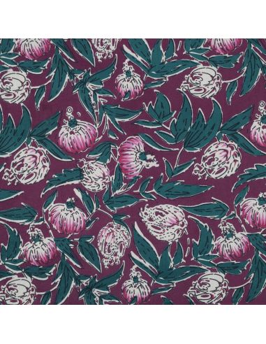 Tejido de algodón indio block print Serina - Berenjena