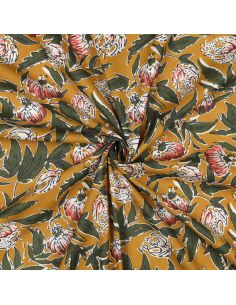 Tejido de algodón indio block print Serina - Ocre
