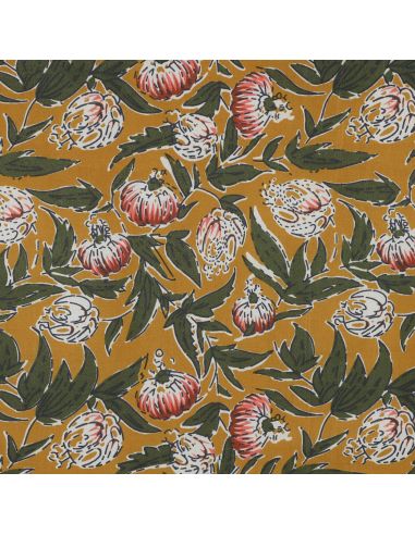 Tejido de algodón indio block print Serina - Ocre