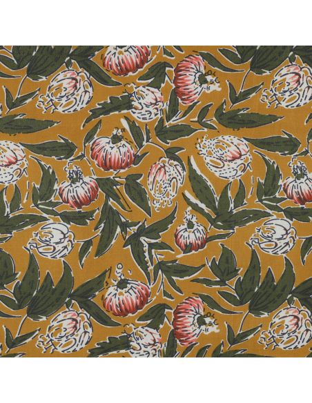 Tejido de algodón indio block print Serina - Ocre