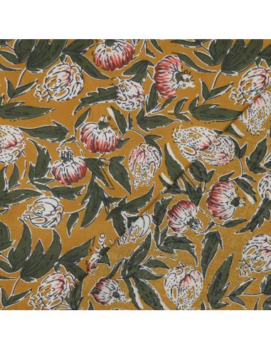Tejido de algodón indio block print Serina - Ocre