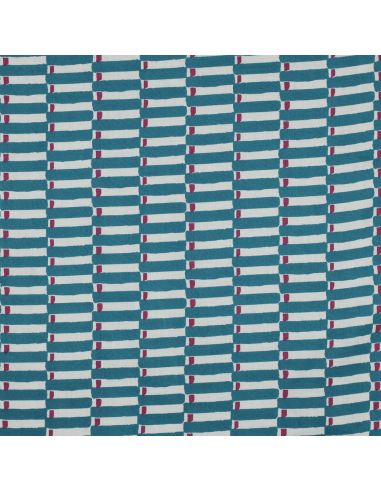 Tejido de algodón indio block print Indra - Azul petróleo