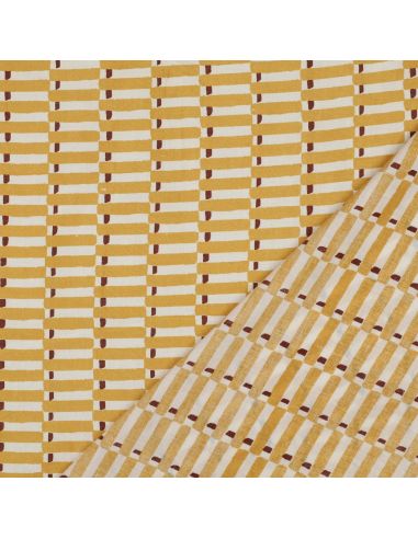 Tejido de algodón indio block print Indra - Ocre