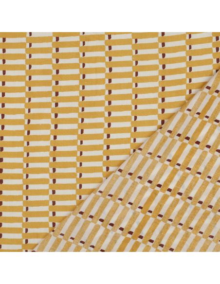 Tejido de algodón indio block print Indra - Ocre