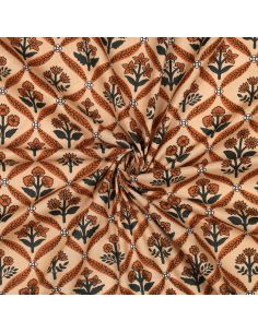 Tejido de algodón indio block print Solenne - Cobre