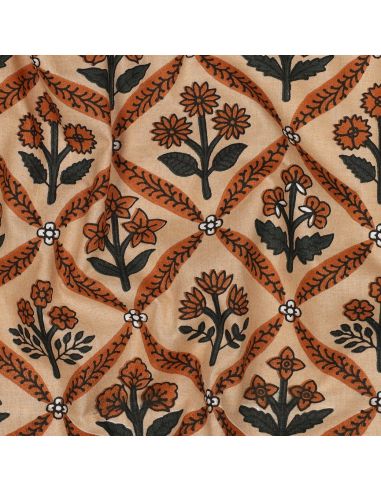 Tejido de algodón indio block print Solenne - Cobre