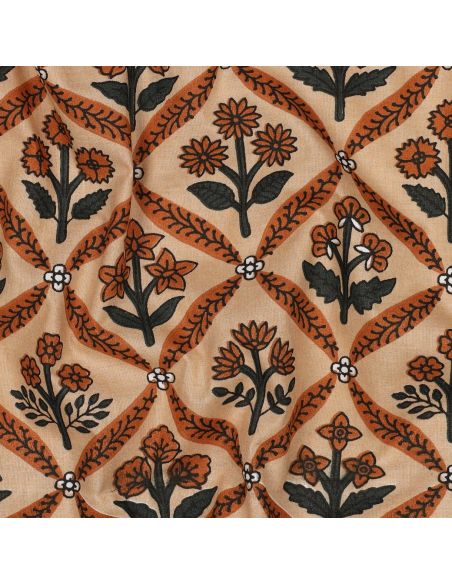 Tejido de algodón indio block print Solenne - Cobre