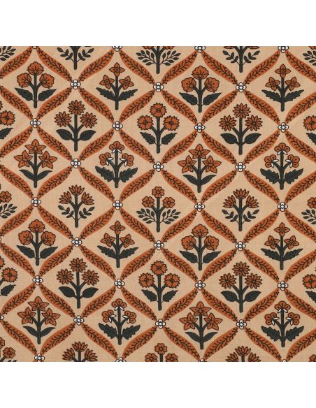 Tejido de algodón indio block print Solenne - Cobre
