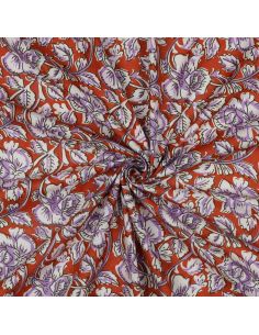 Tejido de algodón indio block print Jasmine - Terracota