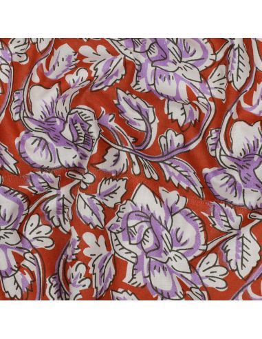 Tejido de algodón indio block print Jasmine - Terracota