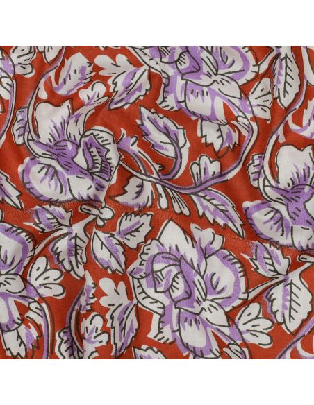 Tejido de algodón indio block print Jasmine - Terracota