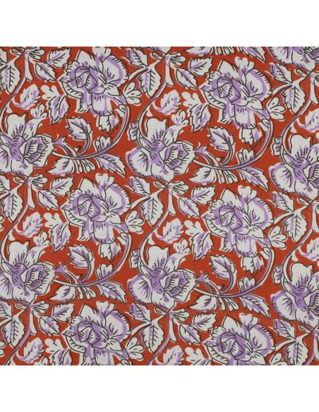 Tejido de algodón indio block print Jasmine - Terracota