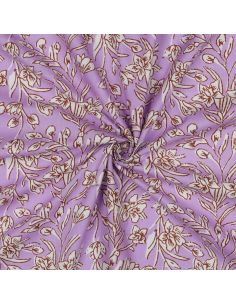 Tejido de algodón indio block print Kirine - Lila