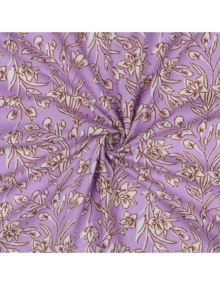 Tejido de algodón indio block print Kirine - Lila
