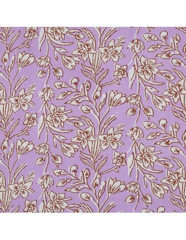 Tejido de algodón indio block print Kirine - Lila