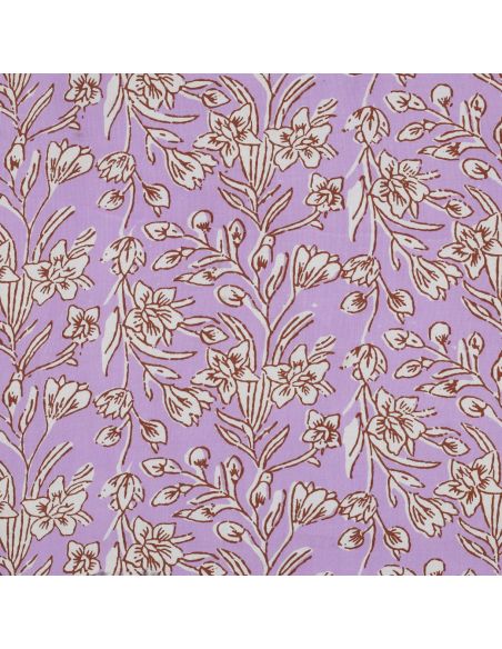 Tejido de algodón indio block print Kirine - Lila