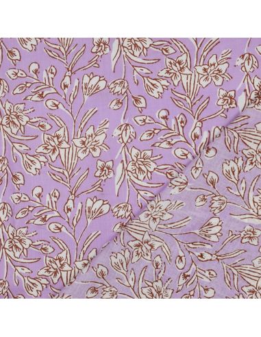 Tejido de algodón indio block print Kirine - Lila