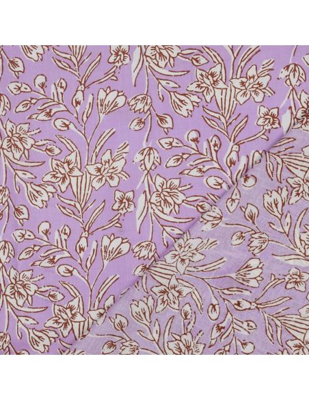 Tejido de algodón indio block print Kirine - Lila