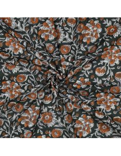 Tejido de algodón indio block print Myrène - Verde