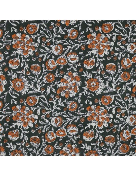 Tejido de algodón indio block print Myrène - Verde