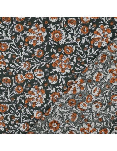 Tejido de algodón indio block print Myrène - Verde