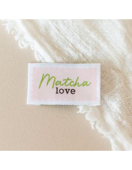 Etiqueta tejida para coser Matcha love