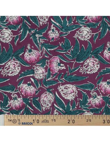 Tejido de algodón indio block print Serina - Berenjena