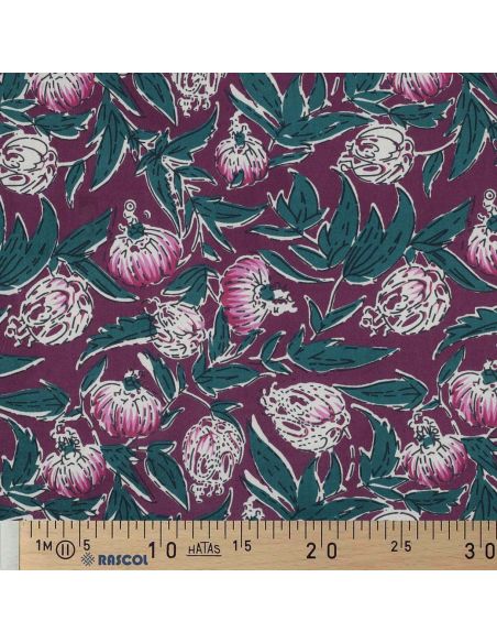 Tejido de algodón indio block print Serina - Berenjena