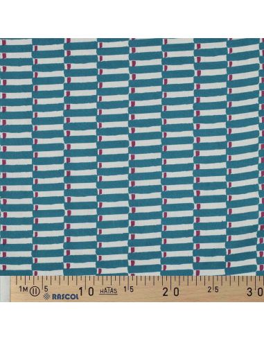 Tejido de algodón indio block print Indra - Azul petróleo