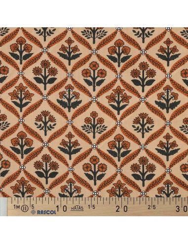 Tejido de algodón indio block print Solenne - Cobre