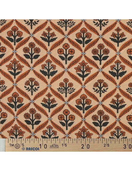 Tejido de algodón indio block print Solenne - Cobre