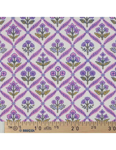 Tejido de algodón indio block print Solenne - Rosa