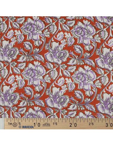 Tejido de algodón indio block print Jasmine - Terracota
