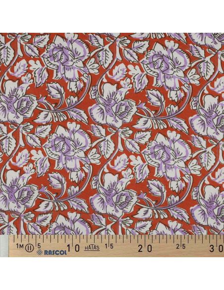 Tejido de algodón indio block print Jasmine - Terracota