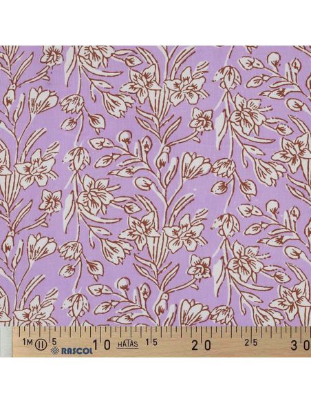 Tejido de algodón indio block print Kirine - Lila