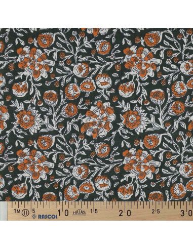 Tejido de algodón indio block print Myrène - Verde