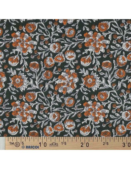 Tejido de algodón indio block print Myrène - Verde