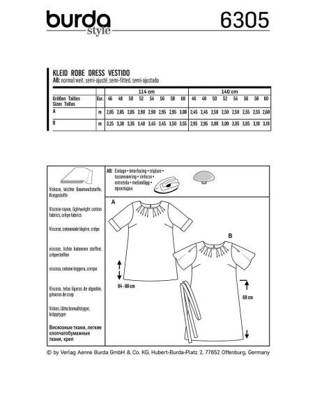 Patrón de vestido - Burda 6305