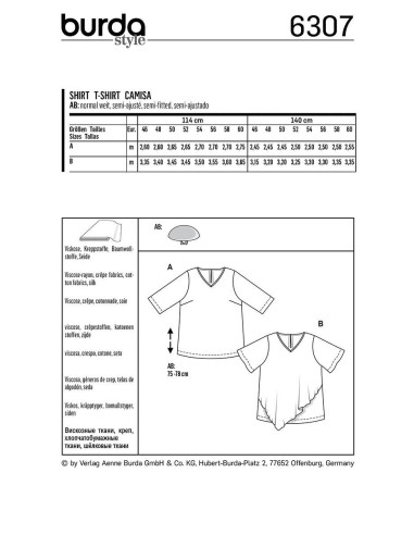 Patrón de camiseta - Burda 6307