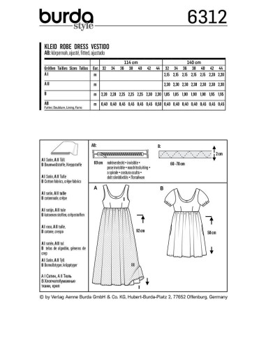 Patrón de vestido - Burda 6312