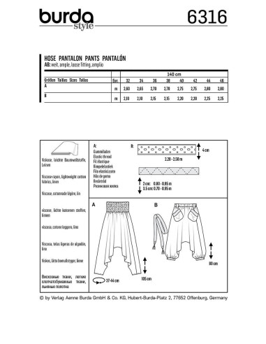 Patrón de pantalón - Burda 6316