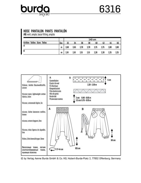 Patrón de pantalón - Burda 6316