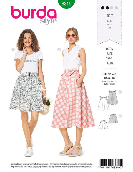 Patrón de falda - Burda 6319