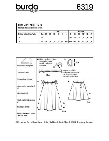 Patrón de falda - Burda 6319