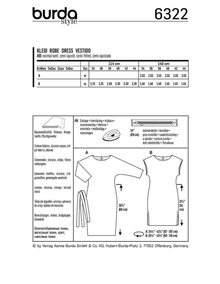 Patrón de vestido - Burda 6322